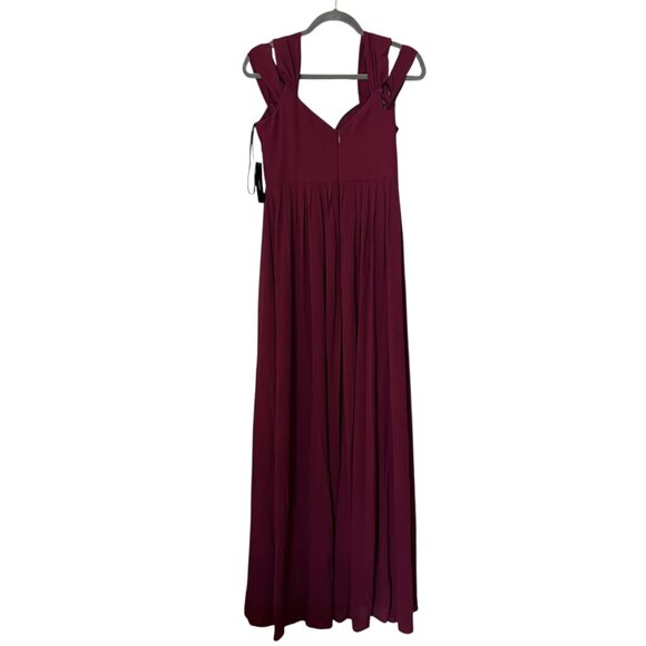 NWT Lulu's Make Me Move Burgundy Maxi Dress Off Shoulder Sleeve Size Medium - Picture 2 of 5